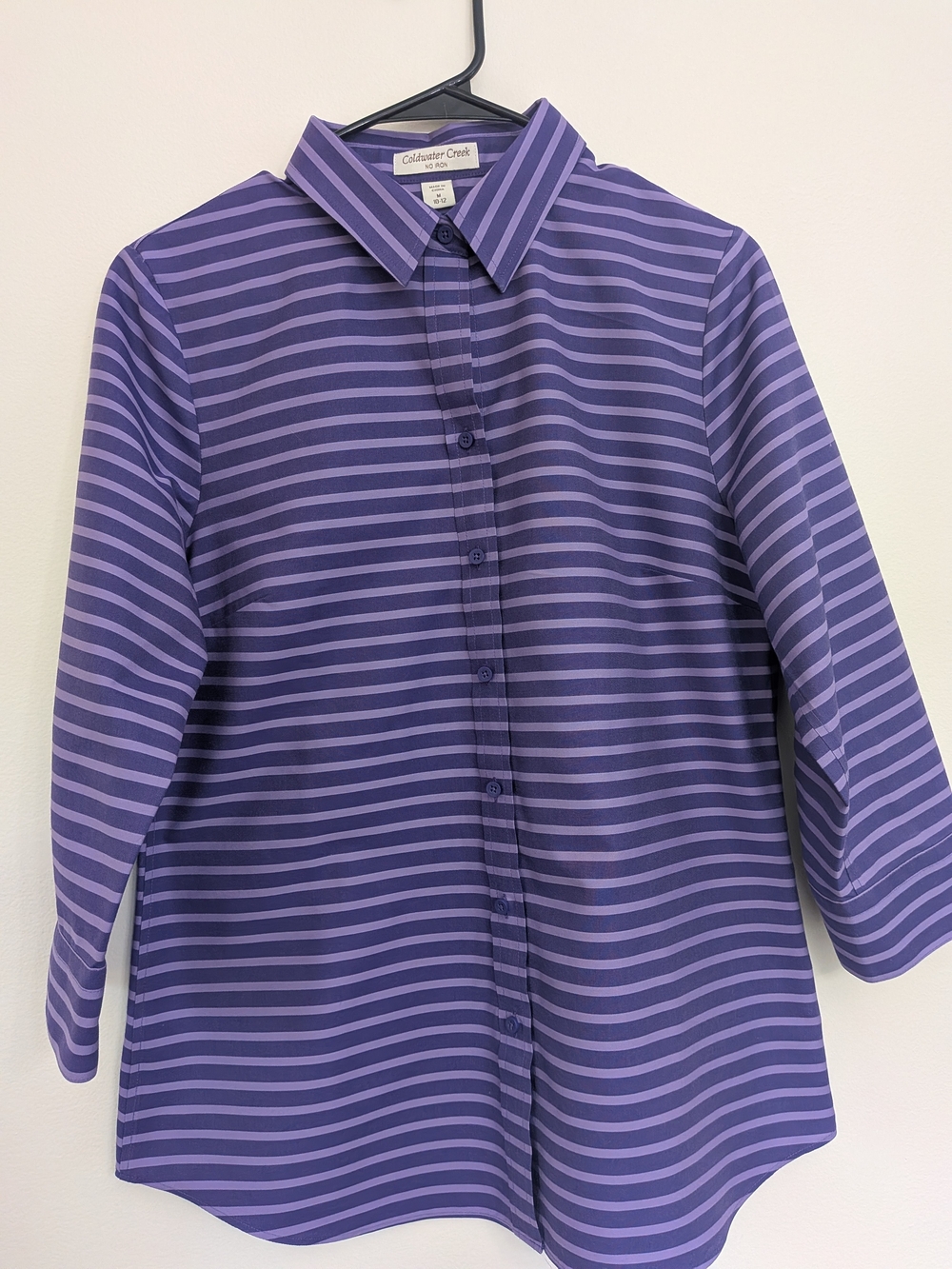 Coldwater Creek Women's Purple Striped Button-Up Shirt - Picture 3 of 6